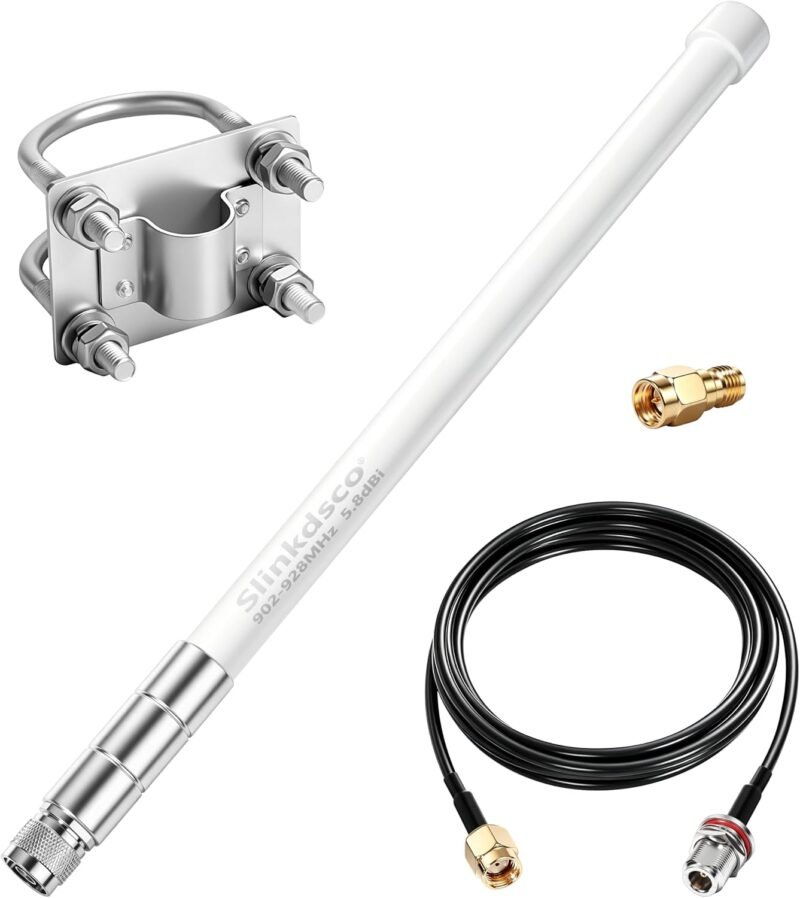 Waterproof 5.8dBi 915MHz fiberglass LoRa antenna with 20 ft cable
