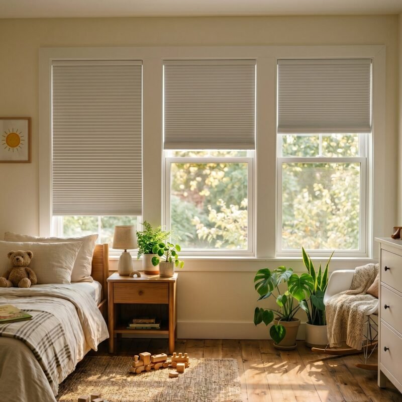 SmartWings motorized blackout cellular honeycomb shades with Z-Wave motor
