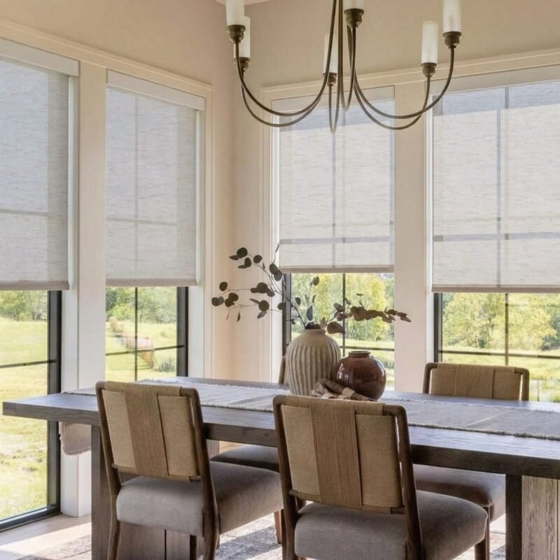SmartWings motorized light filtering roller shade with Z-Wave motor