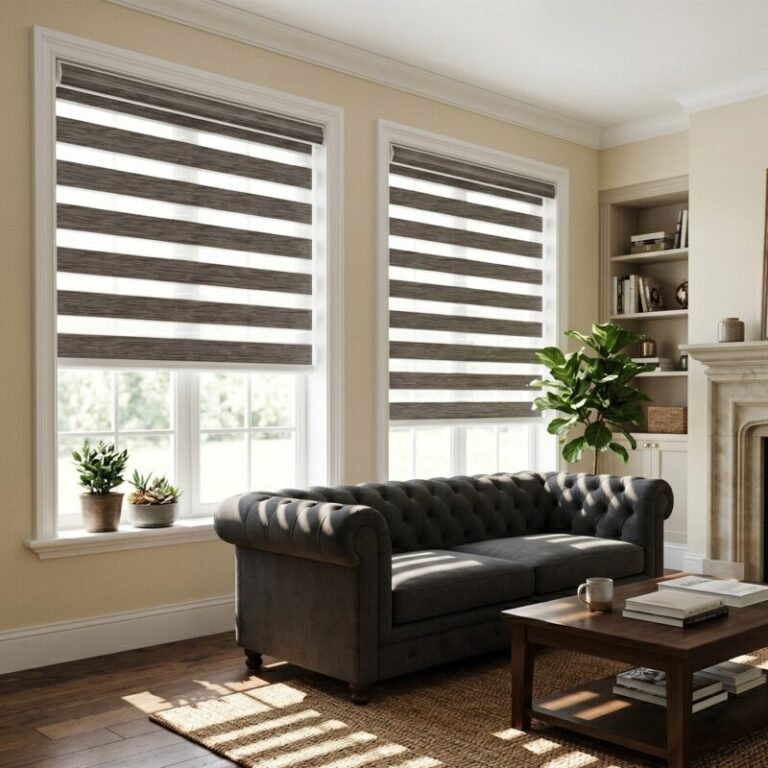 SmartWings motorized zebra shades with Z-Wave motor option