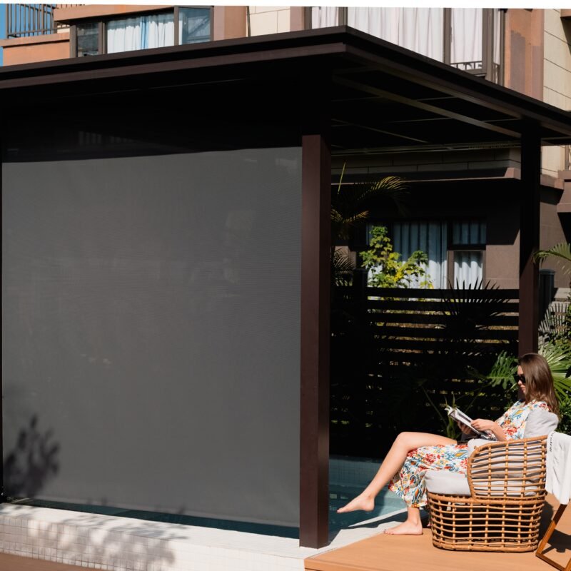 SmartWings motorized outdoor patio shades with Z-Wave motor option