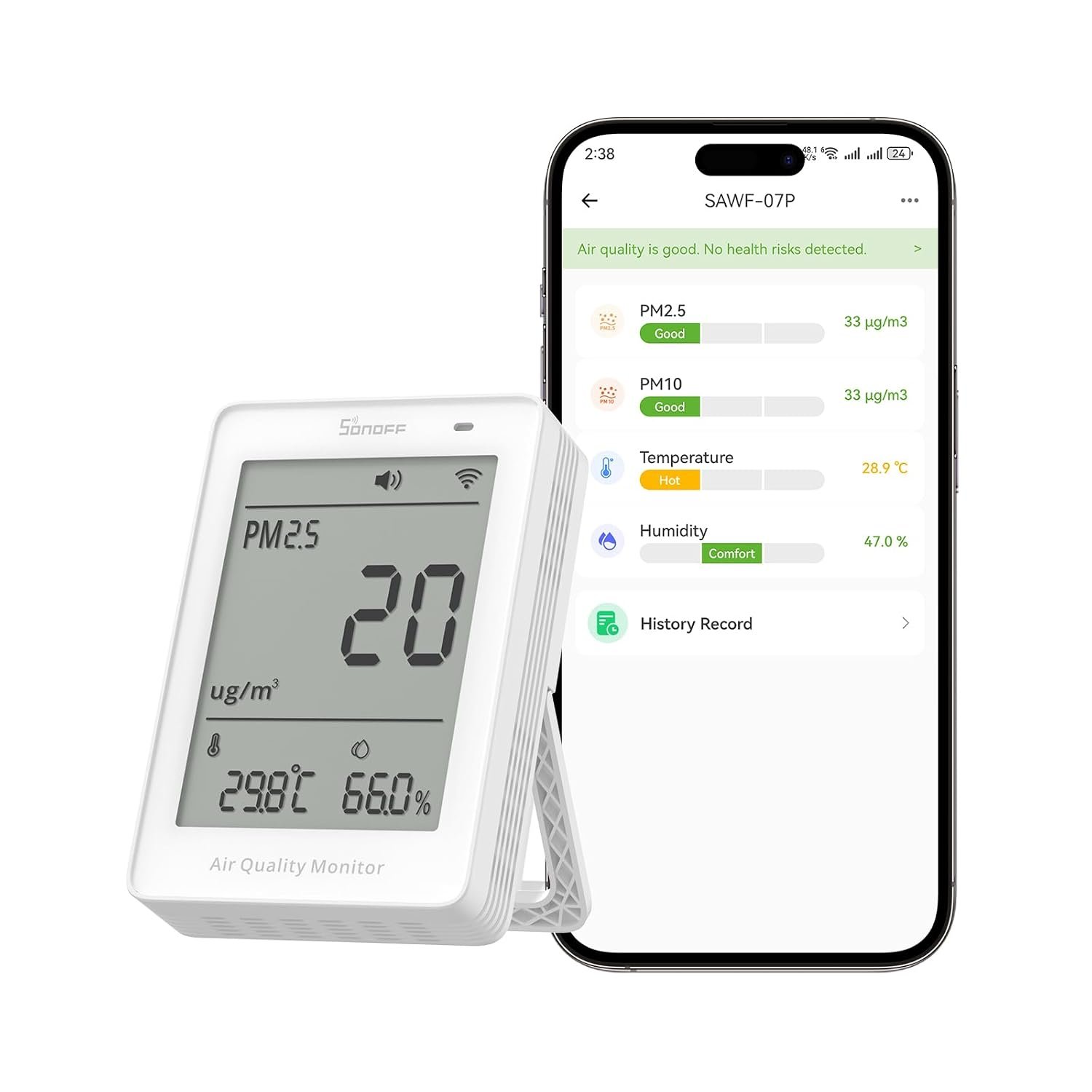 SONOFF AirGuard SAWF-07P Matter over Wi-Fi PM2.5 temperature and humidity monitor