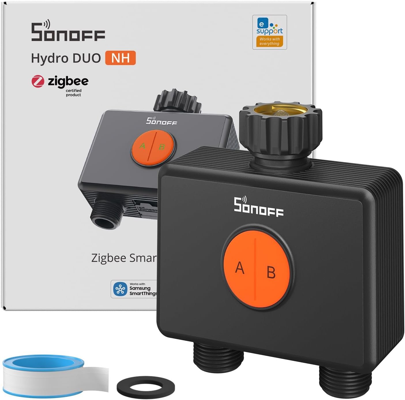 SONOFF Hydro DUO SWV-ZF2U two-zone Zigbee sprinkler timer with flow meter