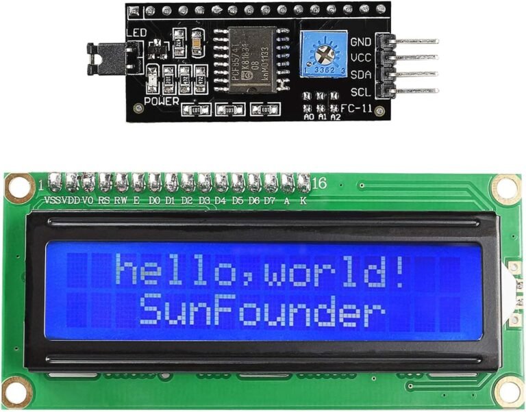 SunFounder I2C LCD1602 16x2 character LCD display module with PCF8574 backpack for Arduino and Raspberry Pi