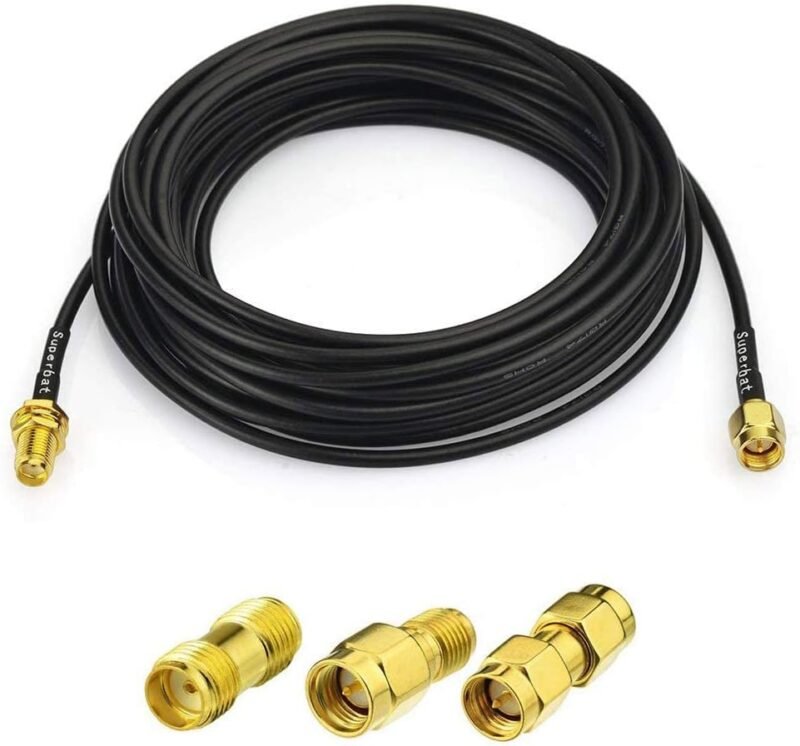 Superbat SMA male to SMA female bulkhead RG174 15 ft extension cable with adapters