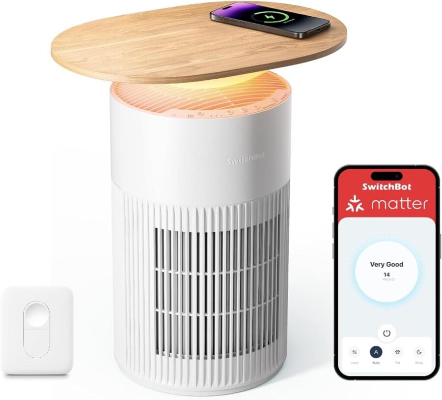 SwitchBot 4-in-1 Air Purifier Table with Matter and remote control