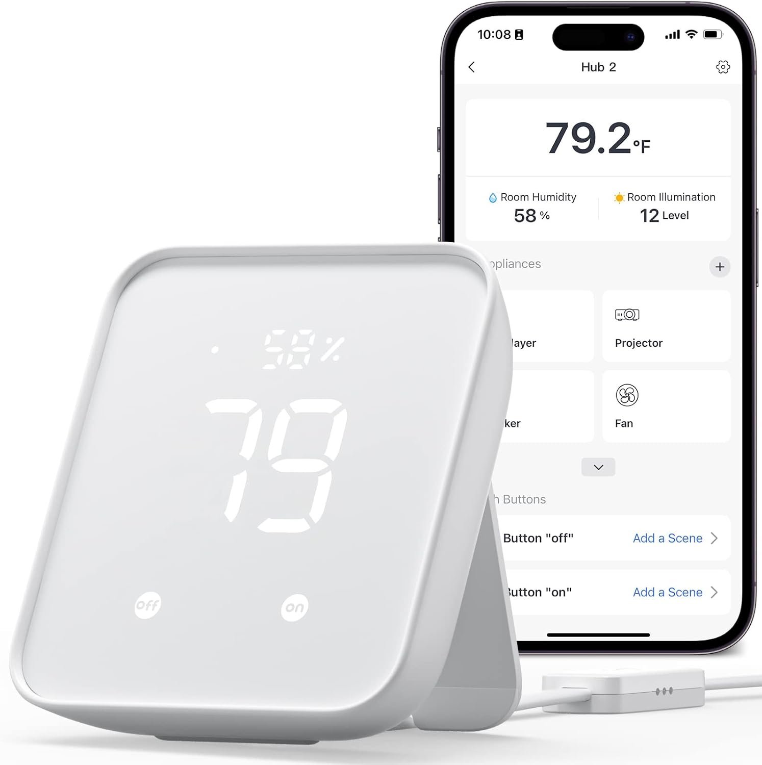 SwitchBot Hub 2 Matter over Wi-Fi hub with built-in temperature and humidity sensor