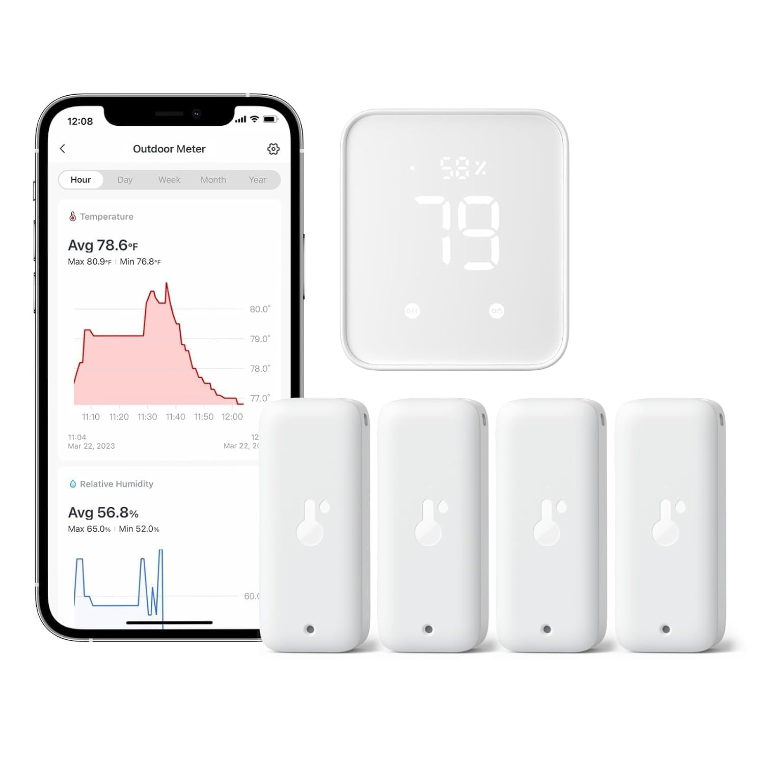 SwitchBot IP65 indoor outdoor temperature humidity sensor 4 pack with Matter Hub 2