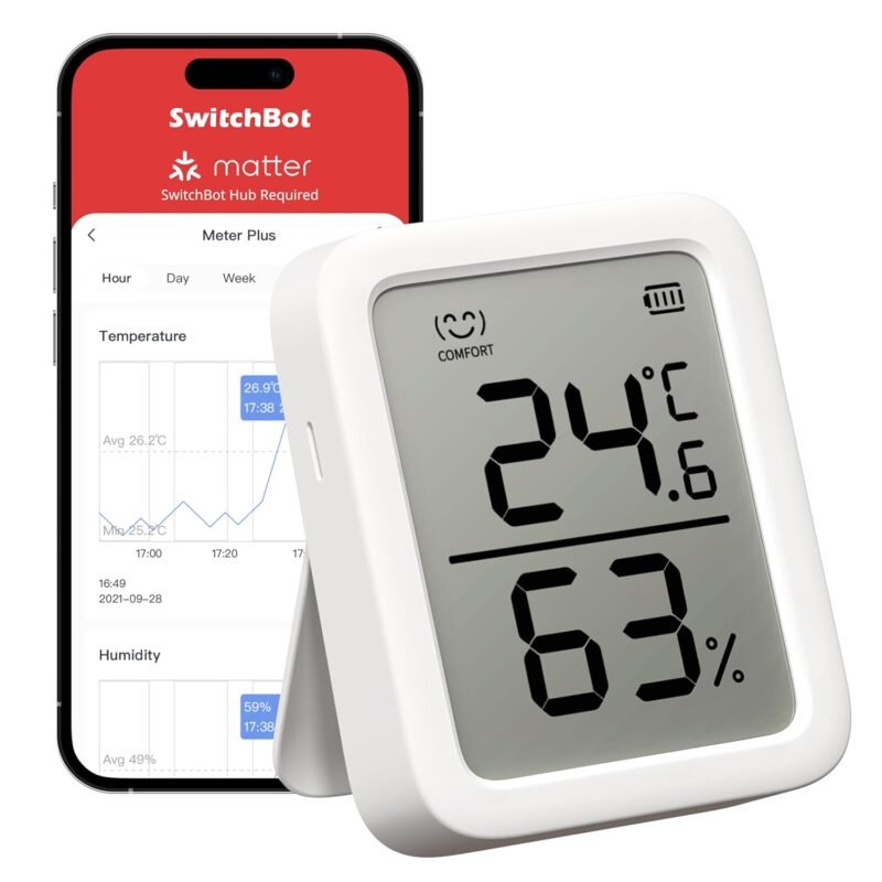SwitchBot Meter Plus Bluetooth thermometer hygrometer with 3-inch LCD