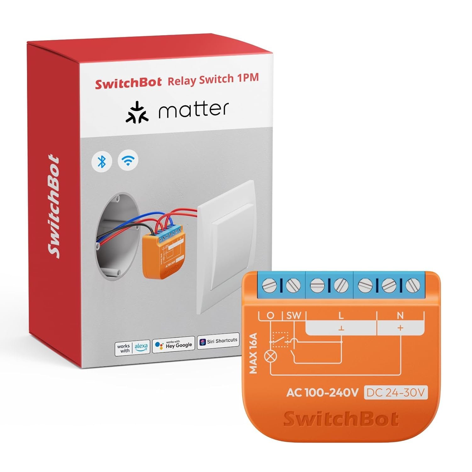 SwitchBot Relay Switch 1PM Matter Wi-Fi relay with energy monitoring