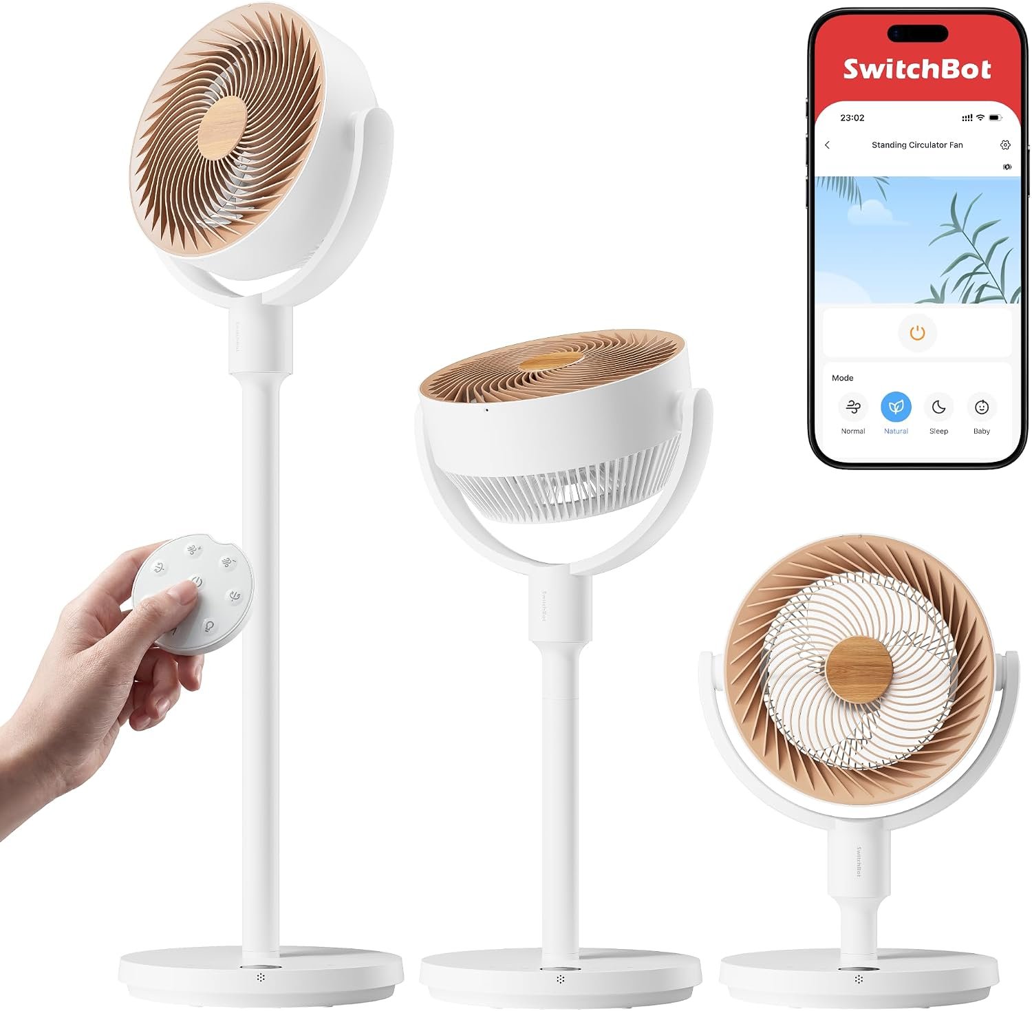 SwitchBot Standing Circulator Fan, rechargeable pedestal fan with Matter via hub