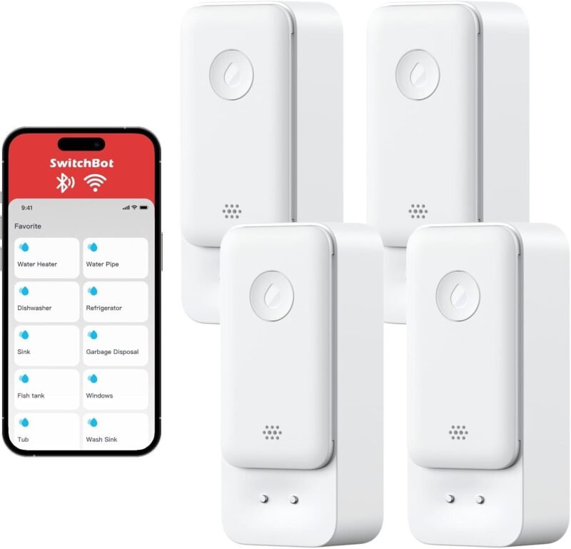 SwitchBot water leak detector 4-pack with Bluetooth and Wi-Fi