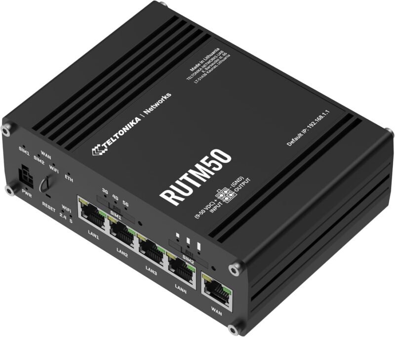 Teltonika RUTM50 5G industrial router with dual SIM failover