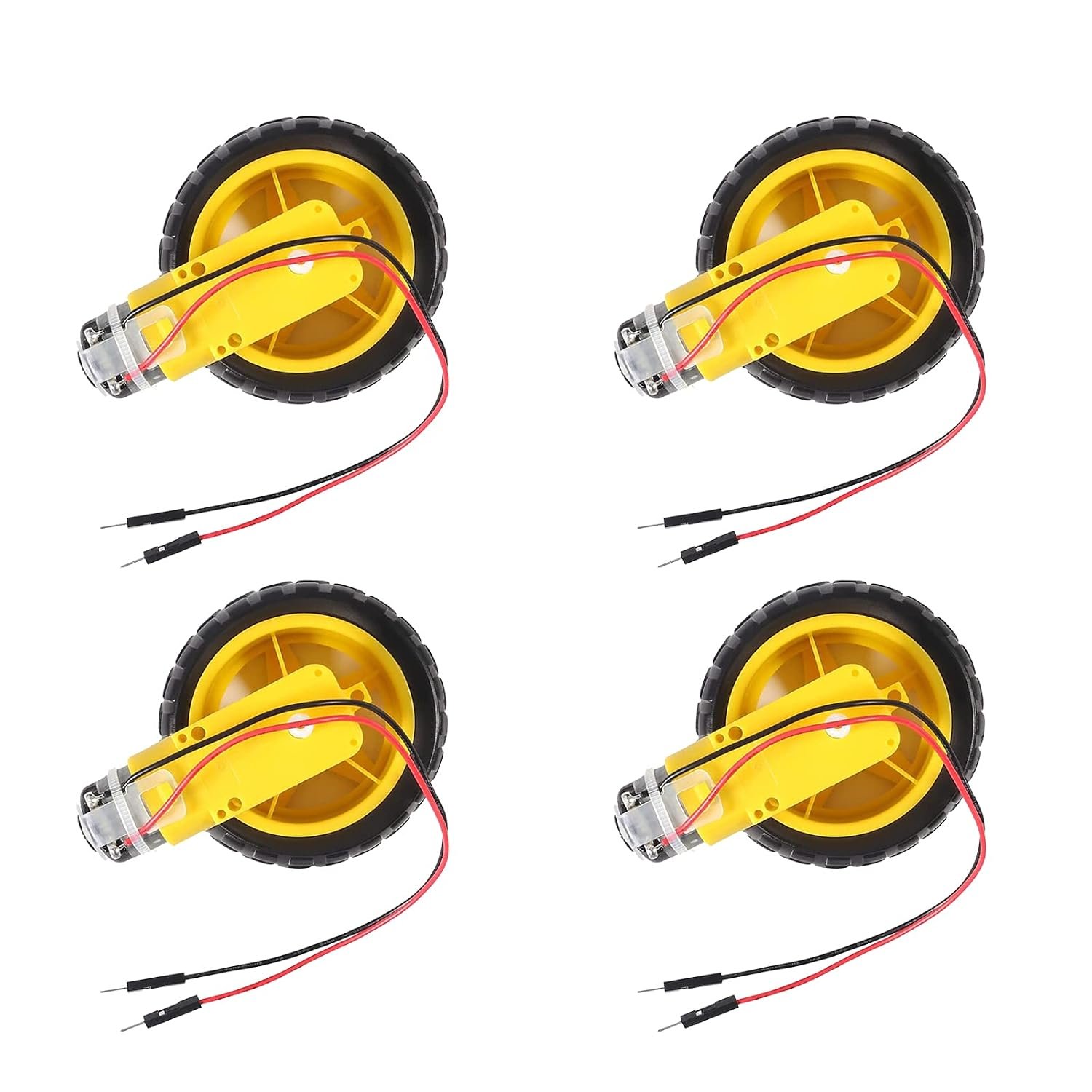 Yellow TT DC gearbox motors 3-6V dual shaft 1:48 with wheels for Arduino robot car