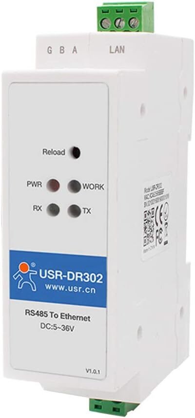 USR-DR302 DIN-rail Modbus RS485 to Ethernet converter