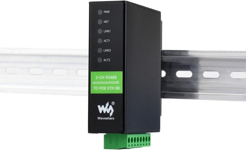 Waveshare 2-channel isolated RS485 to PoE Ethernet serial server