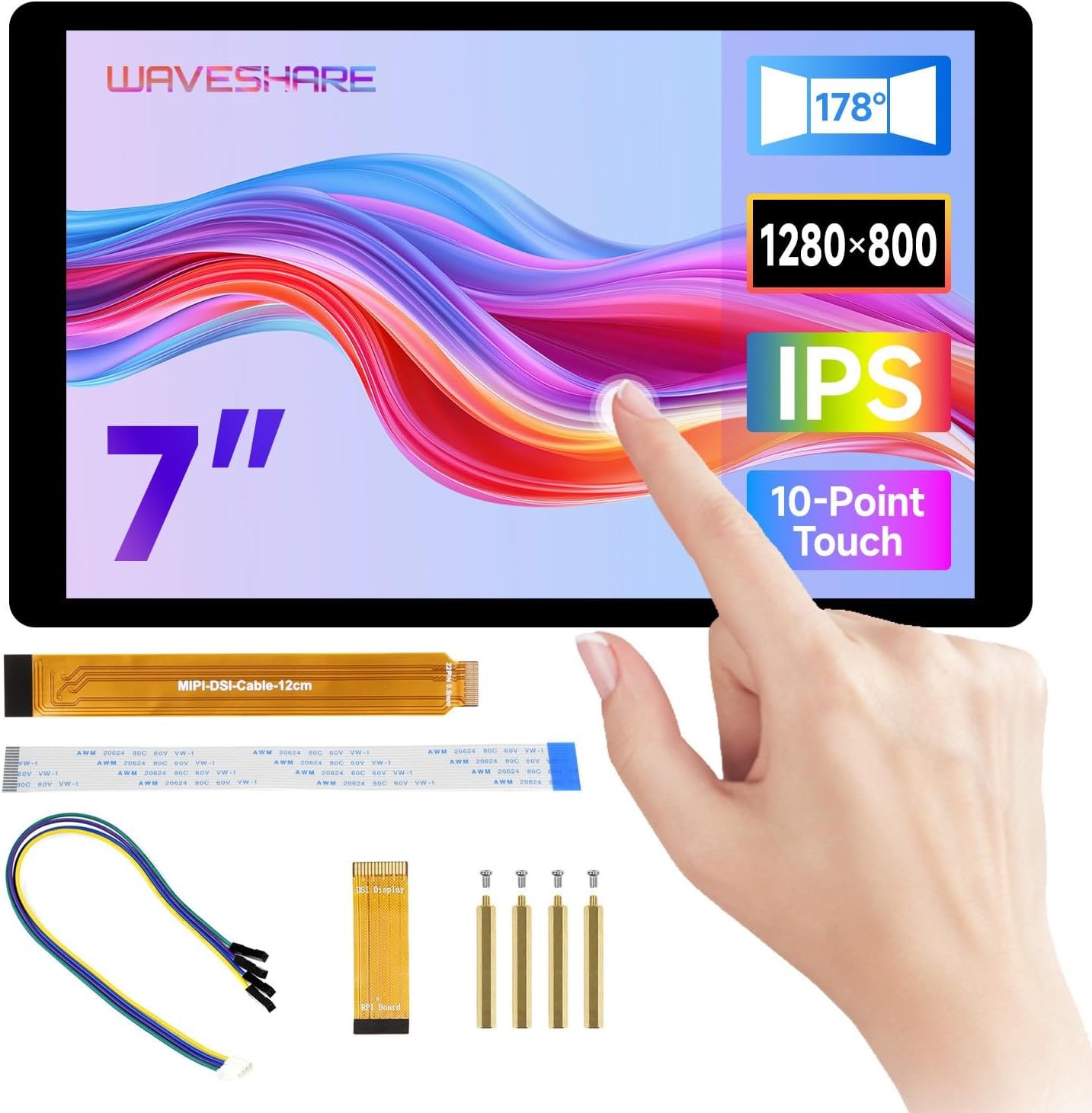 Waveshare 7 inch DSI capacitive touch display 1280x800 for Raspberry Pi 5