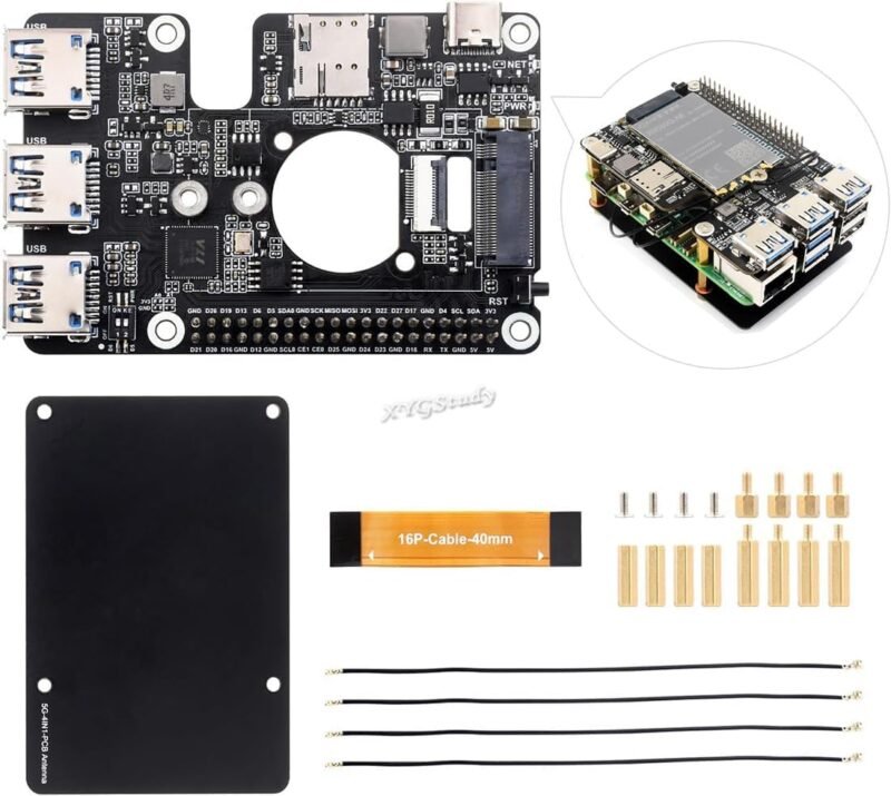 Waveshare PCIe to M.2 4G/5G and USB 3.2 HAT+ for Raspberry Pi 5