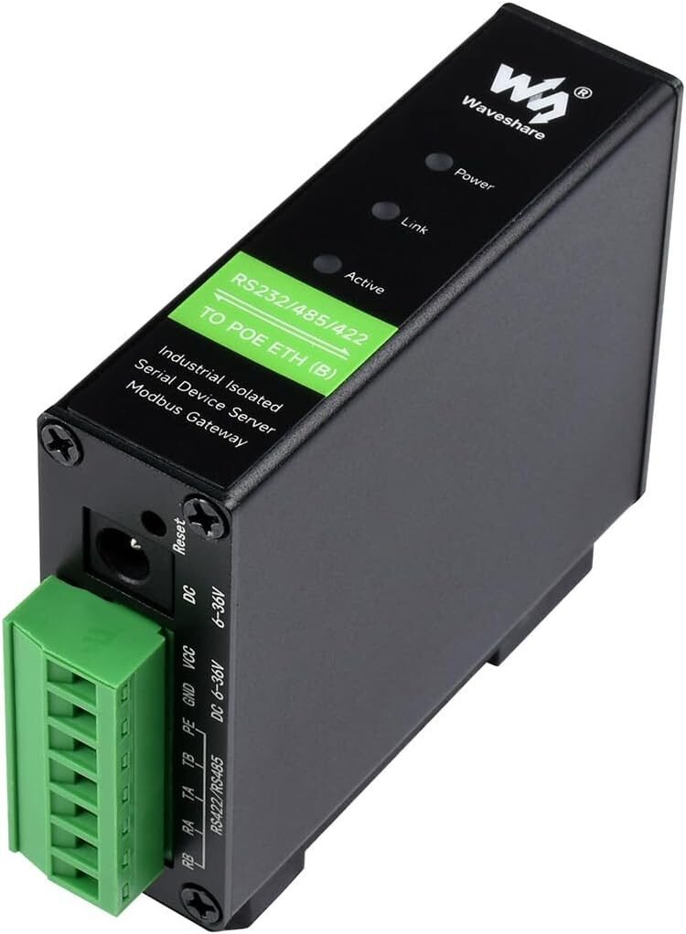 Waveshare RS232/485/422 to RJ45 Ethernet module with PoE