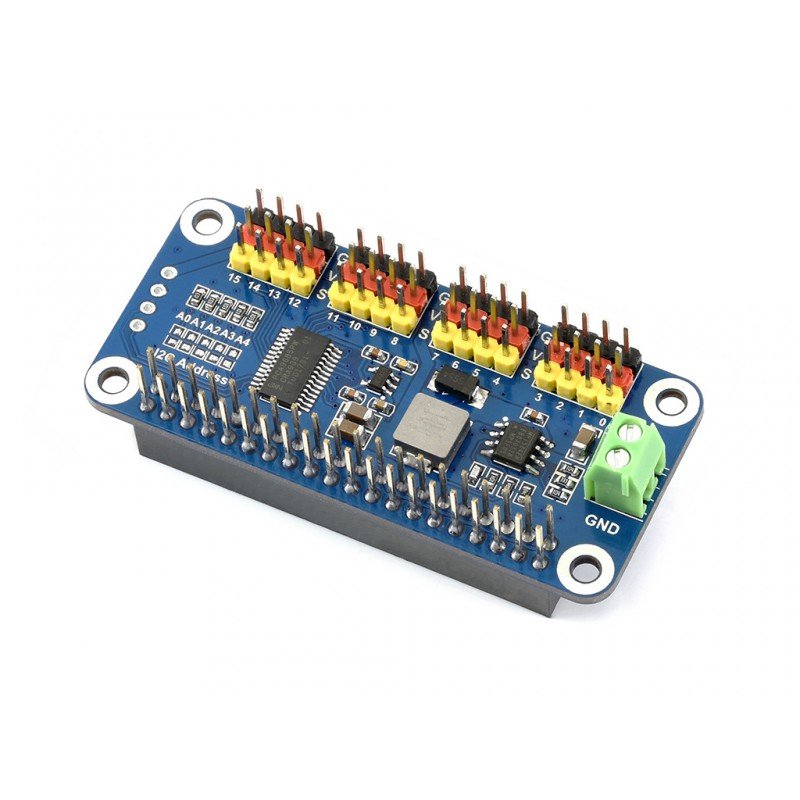 Waveshare 16-channel PCA9685 servo driver HAT for Raspberry Pi and Jetson Nano