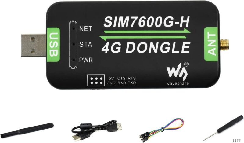 Waveshare SIM7600G-H 4G USB dongle with antenna and GNSS