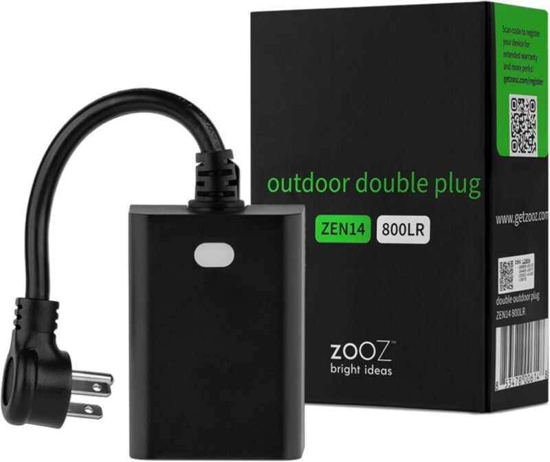 Zooz ZEN14 800 Series Z-Wave Long Range outdoor double plug and repeater