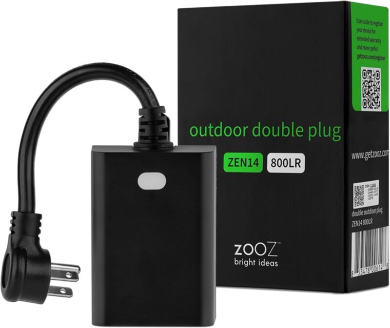 Zooz ZEN14 800 Series Z-Wave Long Range outdoor double plug