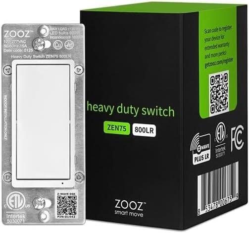 Zooz ZEN75 800LR heavy duty Z-Wave on/off wall switch